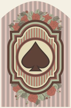 Vintage poker maça kartı, vektör çizim