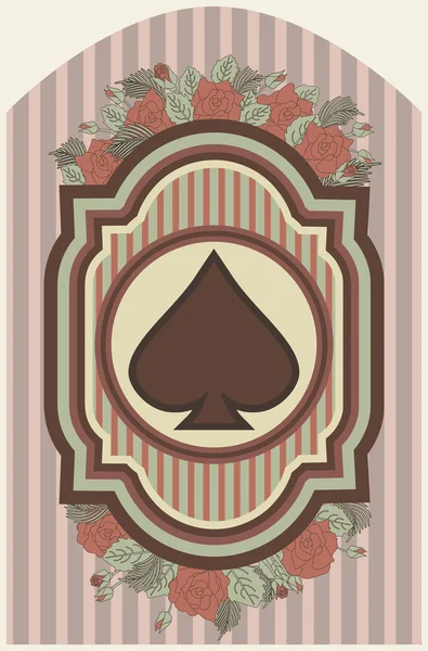 Vintage poker maça kartı, vektör çizim — Stok Vektör
