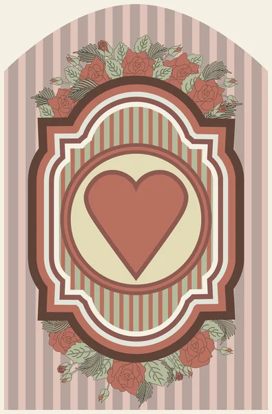Vintage poker hearts card, vector illustration — Stock Vector