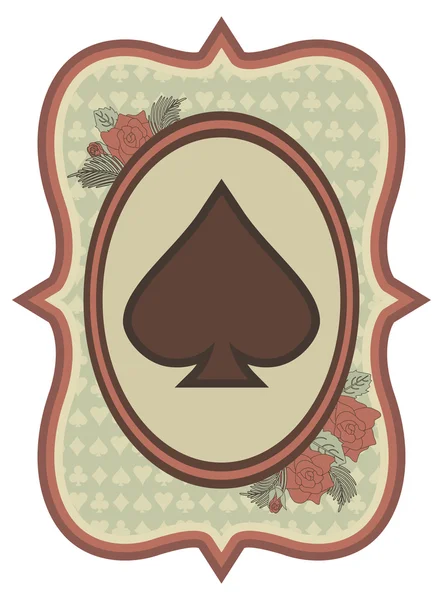 Vintage casino poker maça kartı, vektör çizim — Stok Vektör