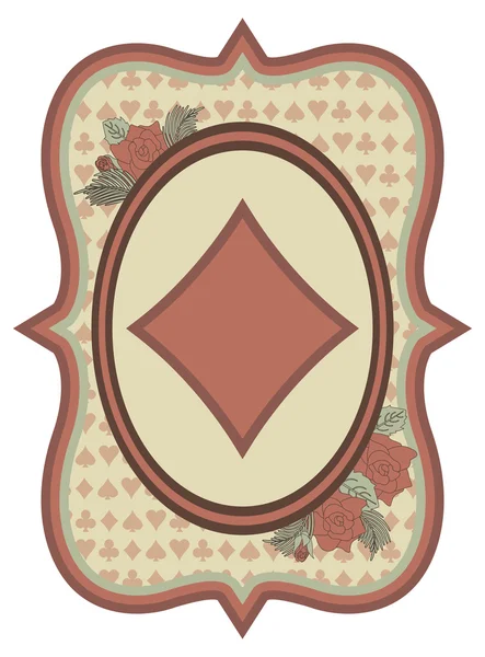 Vintage casino poker diamantes tarjeta, vector de ilustración — Vector de stock
