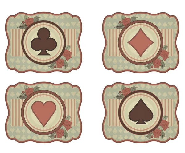 Set casino poker card in vintage style, vector illustration — Stock Vector