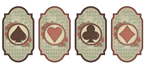 Instellen van vintage pokerkaarten, vector illustratie — Stockvector