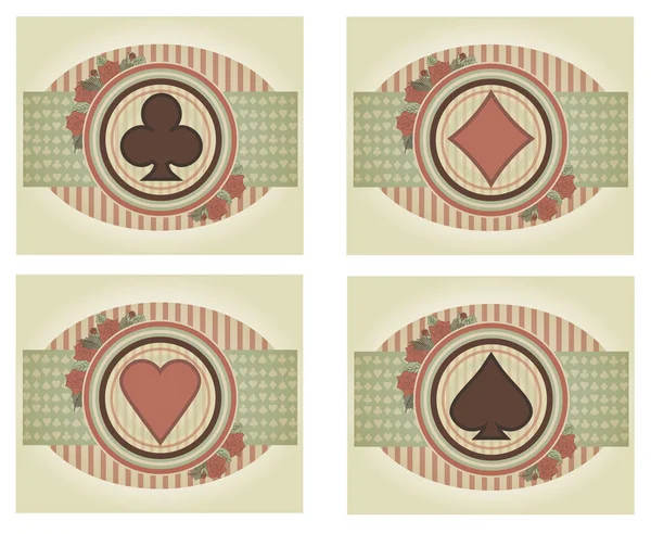 ビンテージ ポーカーのカードの設定、ベクトル イラスト — ストックベクタ