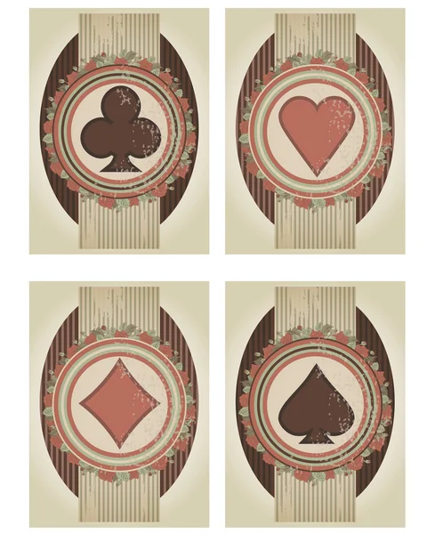 Set kasino poker karty v retro stylu, vektorové ilustrace — Stockový vektor