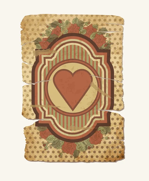 Cartão de corações vintage, ilustração vetorial —  Vetores de Stock
