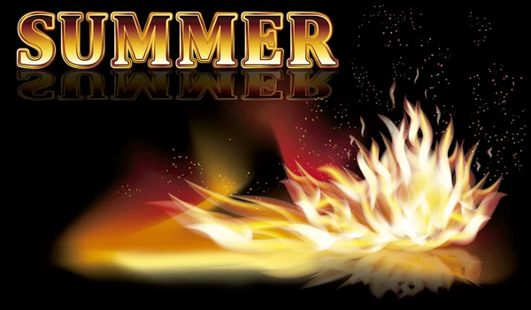 Summer fire flames banner, vector illustration — Stock vektor