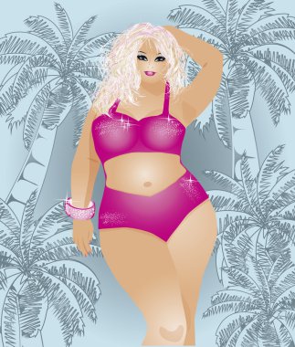 Boyutu çekici sarışın kız, illüstrasyon vektör