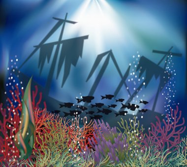 Sualtı manzara arka plan, vektör çizim