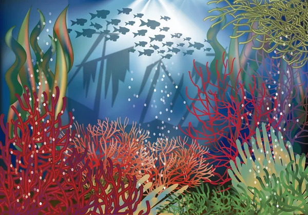 Papier peint paysage sous-marin, illustration vectorielle — Image vectorielle