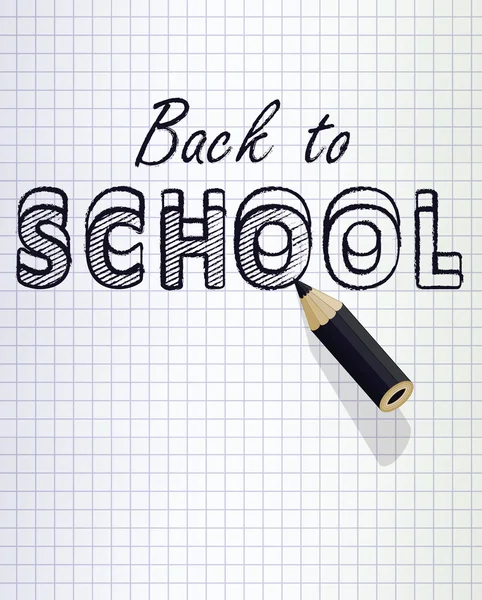 Back to school background with black pencil, vector illustration — Stock Vector