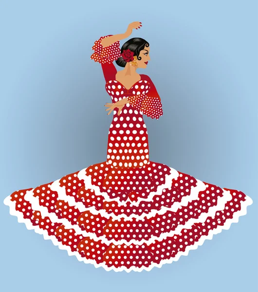 Vackra spanska flamenco flicka, vektor illustration — Stock vektor