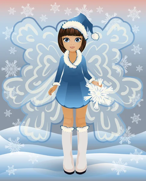 Petite fille de fée d'hiver, illustration vectorielle — Image vectorielle