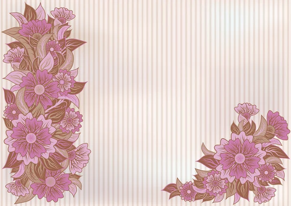 ビンテージ花グリーティング カード、ベクトル イラスト — ストックベクタ