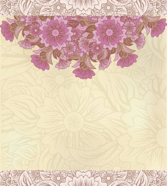 Vintage çiçek davetiye, vektör çizim