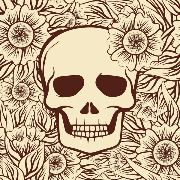 Seamless pattern with skull, vector illustration — Stock Vector