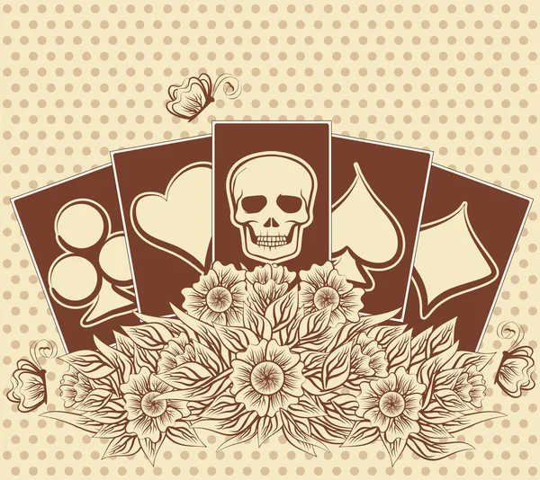 Halloween poker cards background, vector illustration — Stock Vector