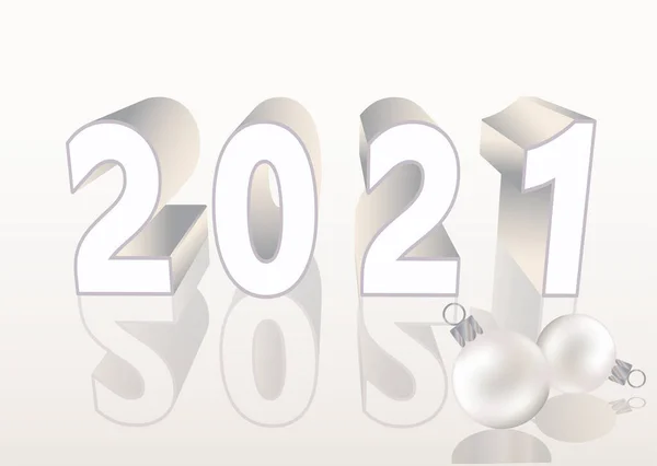 Xmas Topları Vektör Illüstrasyonlu Yeni 2021 Yıllık Tebrik Kartı — Stok Vektör