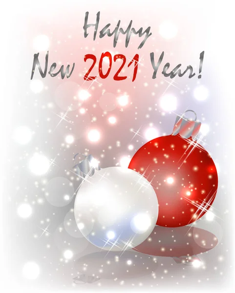 Happy 2021 New Year Red White Greeting Vip Card Xmas — Stock Vector