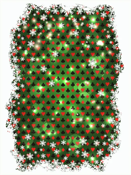 Pôquer Ano Novo Inverno Papel Parede Ilustração Vetorial — Vetor de Stock