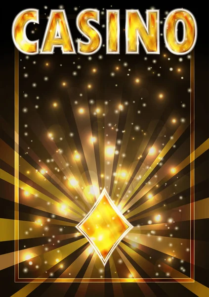 Casino Diamanten Ace Poker Gouden Speelkaarten Vector Illustratie — Stockvector