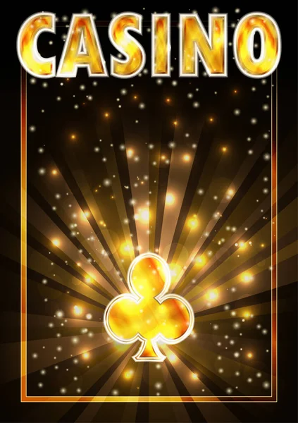 Clubes Casino Ace Poker Cartas Juego Oro Ilustración Vectorial — Vector de stock