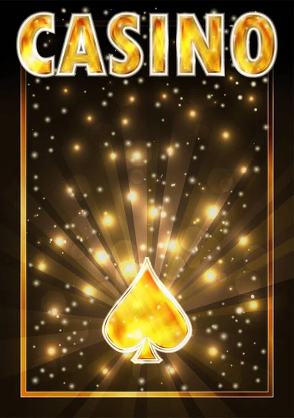 Casino Spades Ace Poker Cartas Juego Oro Ilustración Vectores — Vector de stock