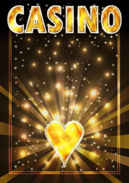 Casino Hearts Asso Poker Carte Gioco Oro Illustrazione Vettoriale — Vettoriale Stock