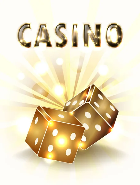 Vip Card Casino Gouden Achtergrond Met Twee Dobbelstenen Vector Illustratie — Stockvector
