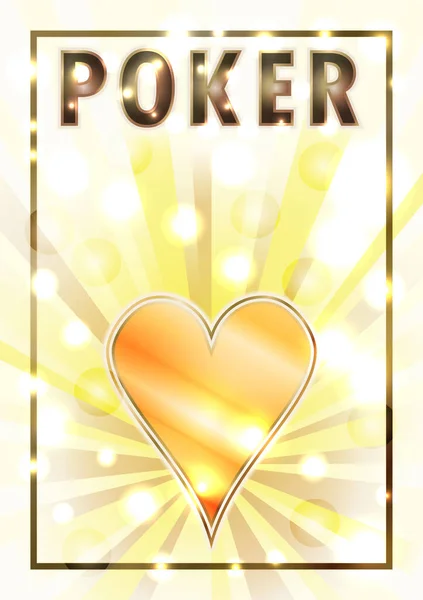 Casino Poker Hearts Asa Złote Karty Gry Ilustracja Wektora — Wektor stockowy