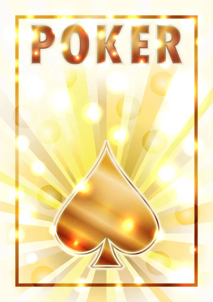 Casino Poker Spades Ace Golden Playing Cards Vector Illustration — Stock Vector