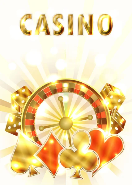 Casino Vip Tarjeta Invitación Con Elementos Ruleta Póquer Ilustración Vectores — Vector de stock