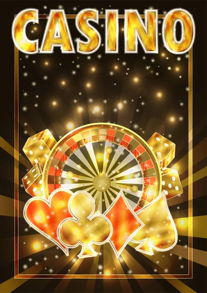 Cartão Vip Casino Com Roleta Dados Elementos Poker Ilustração Vetorial — Vetor de Stock