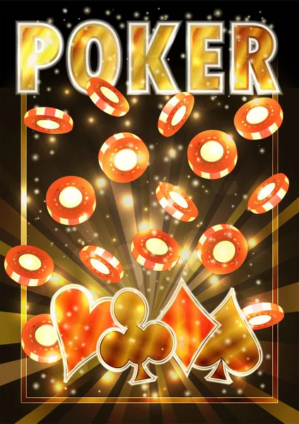 Poker Begroeting Achtergrond Met Casino Chips Vector Illustratie — Stockvector