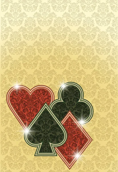 Carte Invitation Vip Poker Casino Vintage Décor Floral Illustration Vectorielle — Image vectorielle