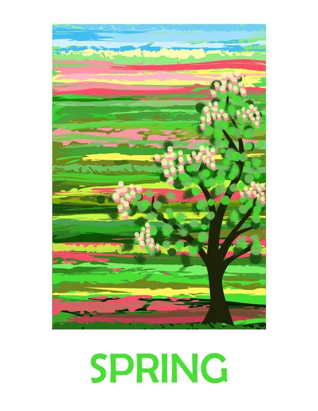Seasons Spring Card Vector Illustration — Stock vektor
