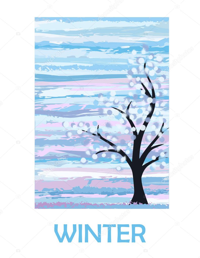 Seasons Winter card, vector illustration