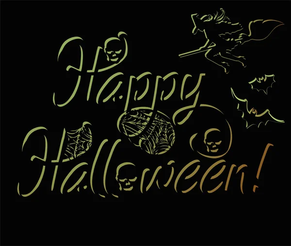 Feliz Tarjeta Halloween Con Murciélagos Brujas Ilustración Vectorial — Vector de stock