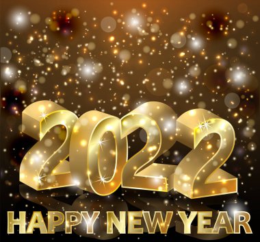 Yeni 2022 altın yılı, güzel Noel geçmişi, vektör illüstrasyonu