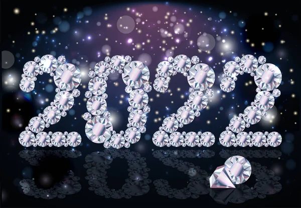 Diamond 2022 Tarjeta Año Nuevo Ilustración Vectores — Vector de stock