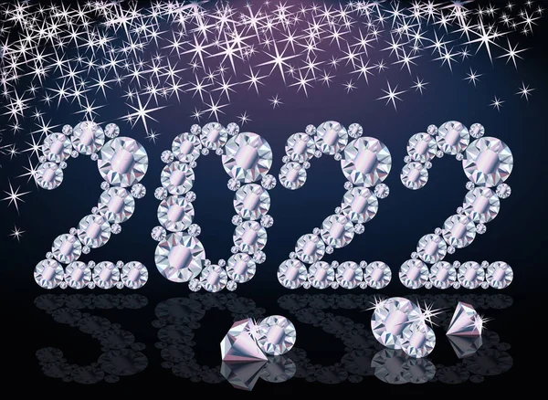 Diamond 2022 New Year Banner Vector Illustration — Stock Vector