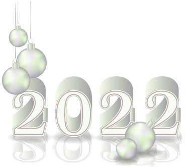 Beyaz Yeni 2022 yılı, davetiye kartı, vektör illüstrasyonu