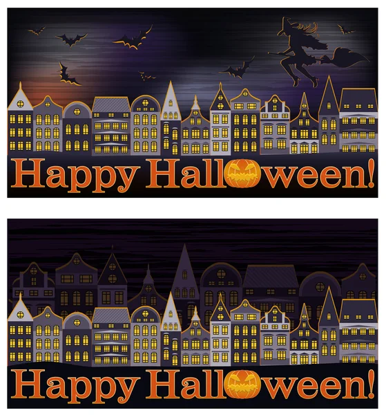 Feliz halloween banners, ilustração vetorial — Vetor de Stock