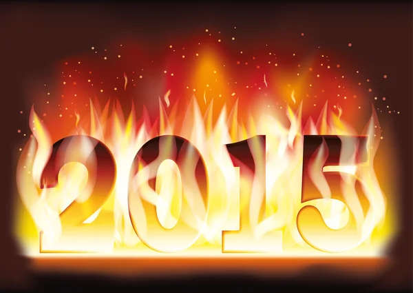 Nuevo 2015 Año fuego llama tarjeta, vector de ilustración — Archivo Imágenes Vectoriales