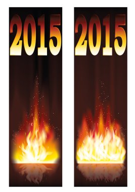 iki yangın 2015 yeni yıl, vektör çizim afiş