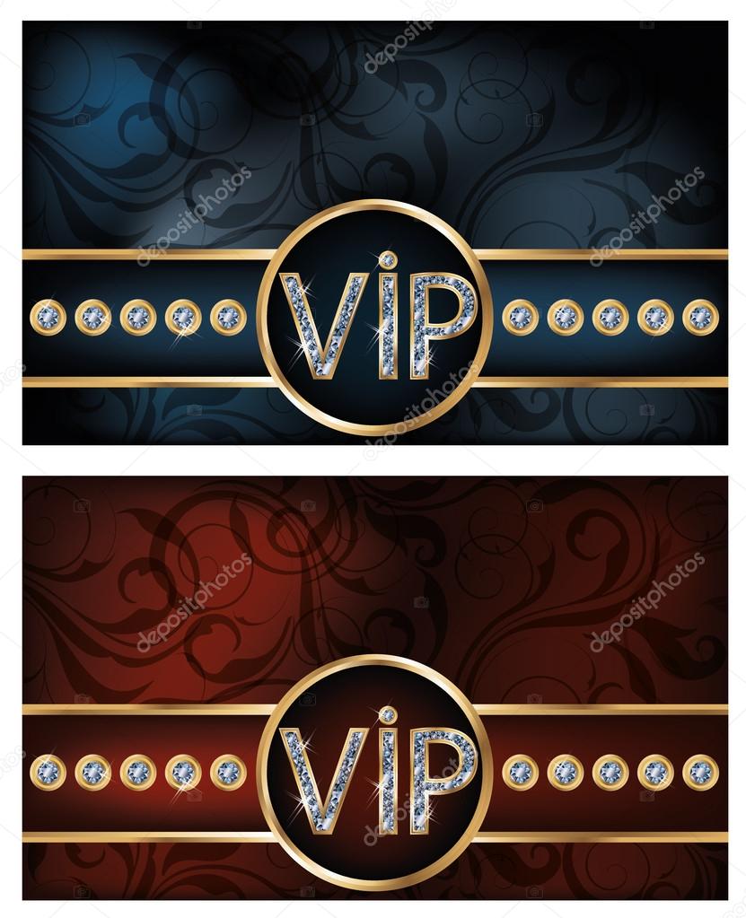 Two diamond VIP card, vector illustration