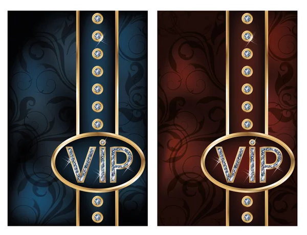 Deux cartes VIP diamant, illustration vectorielle — Image vectorielle