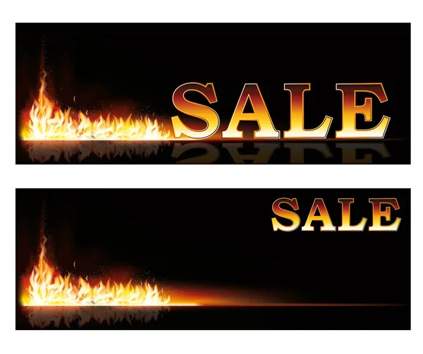 Venda de compras banners de fogo, ilustração vetorial —  Vetores de Stock
