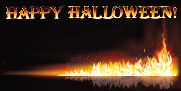 Incendio banner Halloween felice, illustrazione vettoriale — Vettoriale Stock