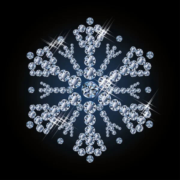 Beau diamant flocon de neige, illustration vectorielle — Image vectorielle